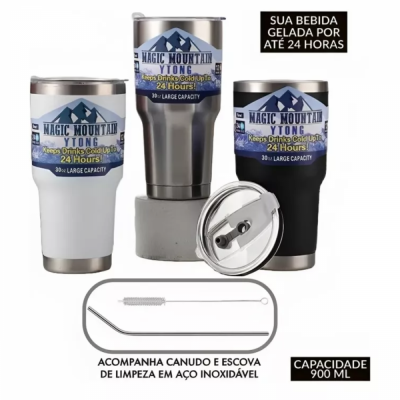 Copo Térmico Magic Mountain Ytong 900ml Com Tampa e Canudo