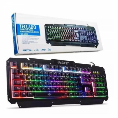 Teclado Gamer em Alumínio com LED RGB Exbom BK-G200
